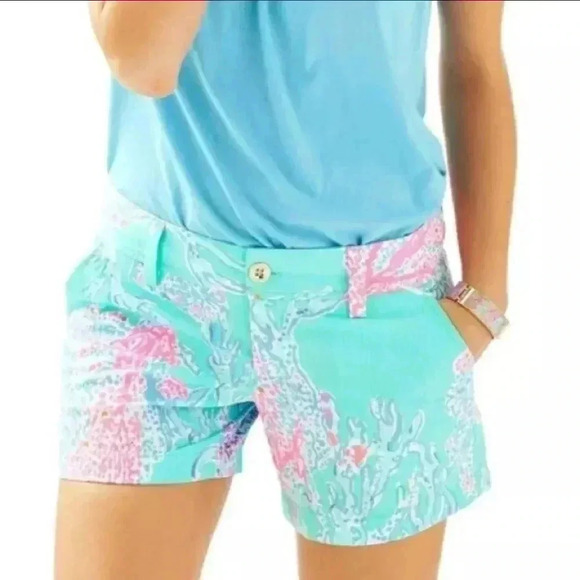 Lilly Pulitzer CALLAHAN Minty Fresh Fansea Shorts - Picture 2 of 5